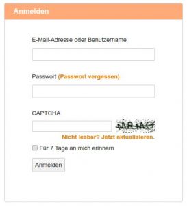 Seafile schützt den Login nach mehreren Fehlversuchen mit einer Captcha-Eingabe.