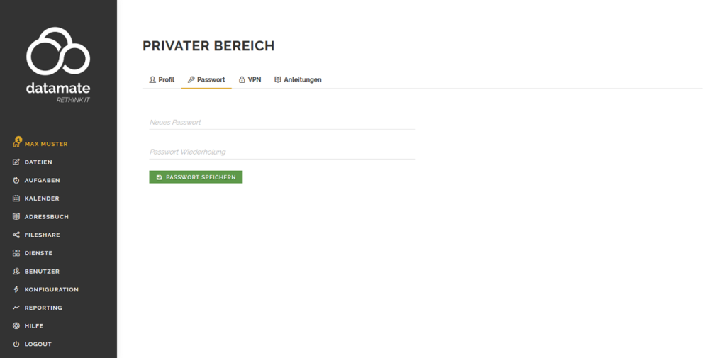 Änderung des eigenen Benutzerprofils - Passwort
