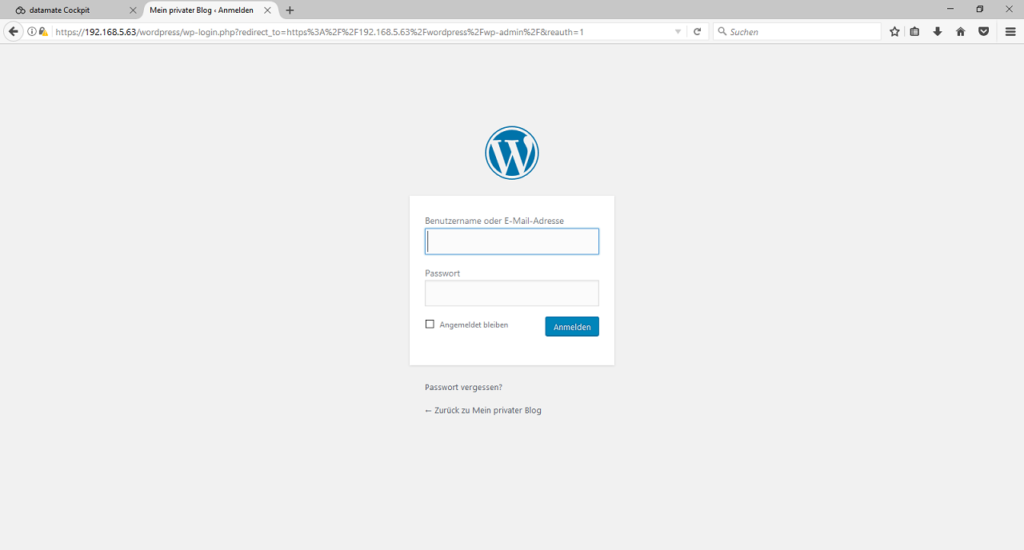 Anmeldung an WordPress