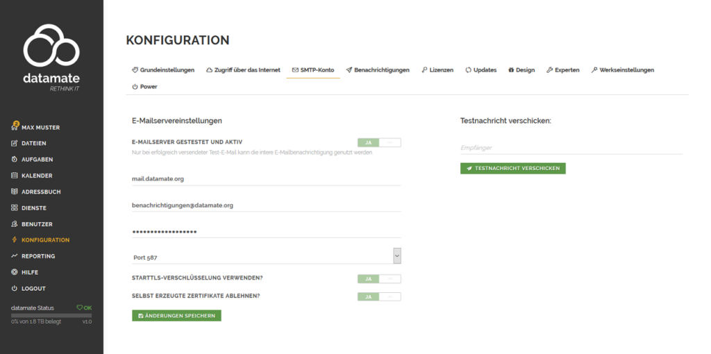 Konfiguration des Postausgangsservers