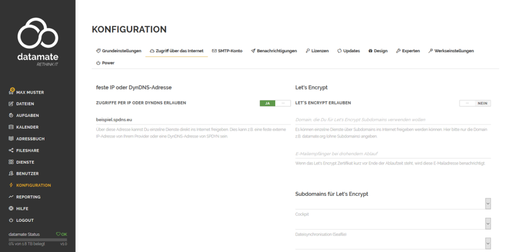 Konfiguration des Zugriffs per DynDNS-Adresse