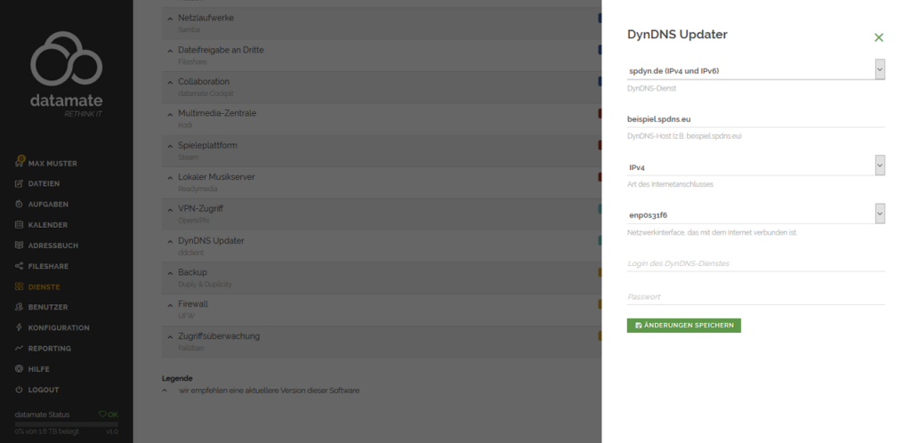 Konfiguration des Zugriffs per DynDNS-Adresse - Konfiguration des DynDNS Updaters
