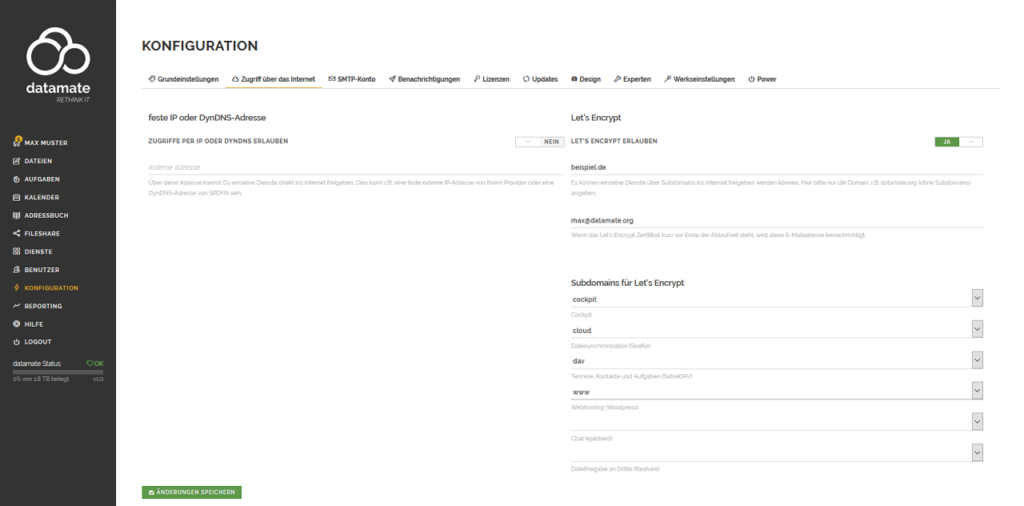 Konfiguration des Zugriffs über Subdomains