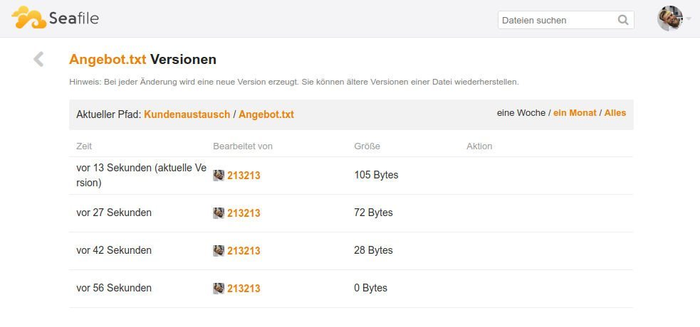 integrierter Versionsverlauf von Seafile