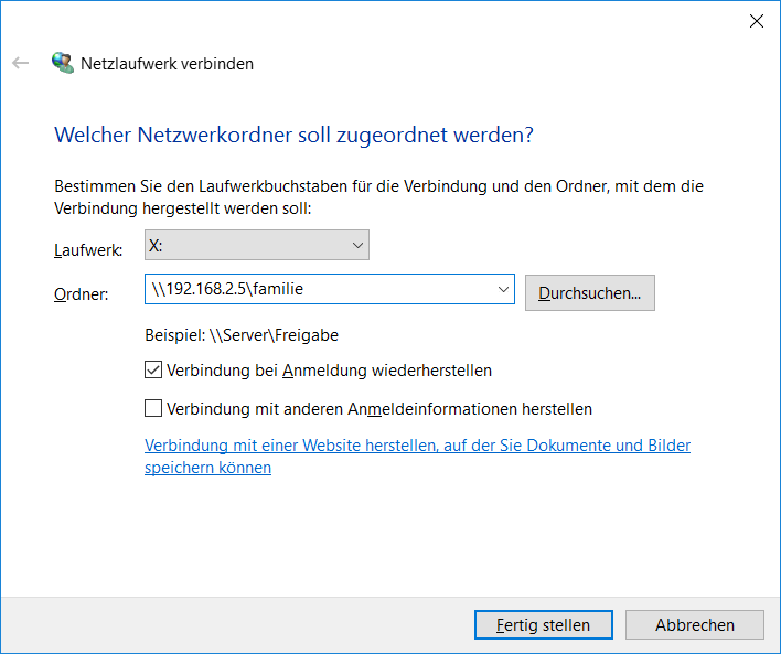 Netzlaufwerk in Windows 10 verbinden