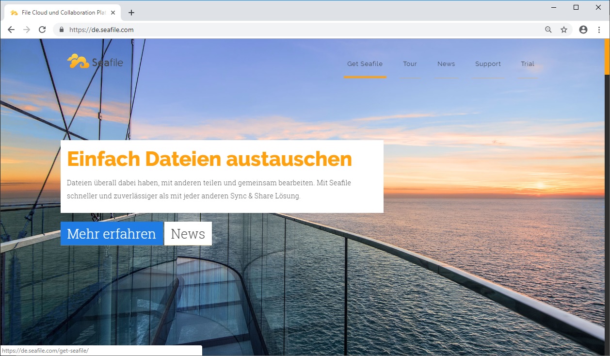 Homepage der deutschen Seafile Webseite