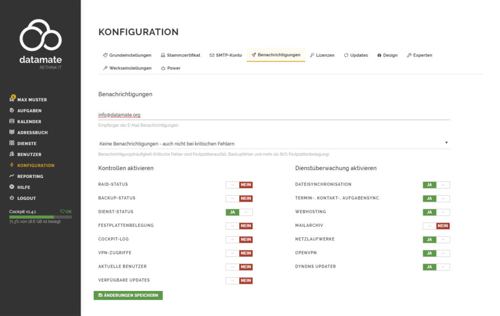 Einrichtung der Systembenachrichtigungen