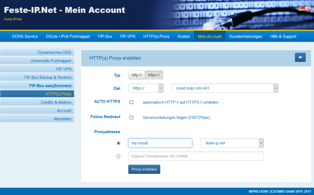 Eingerichteter Portmapper in feste-ip.net