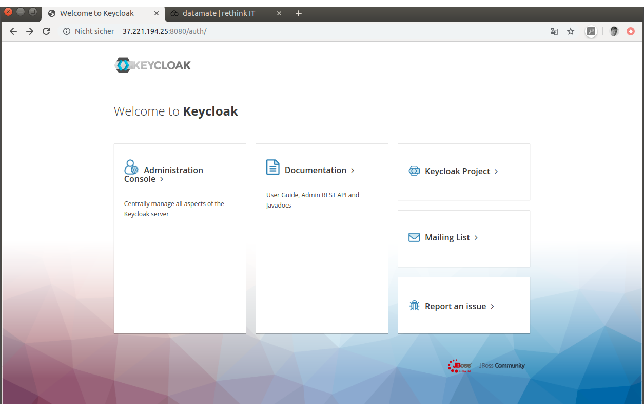 Administration Console von Keycloak