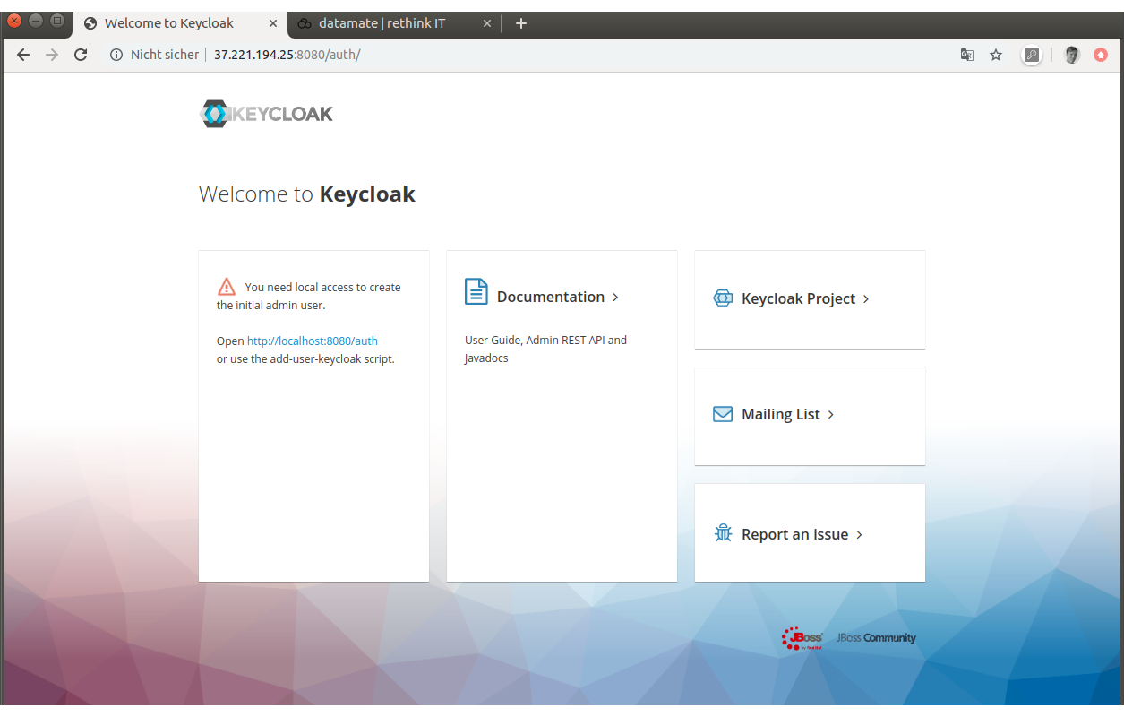 Keycloak funktioniert erstmal nur lokal.