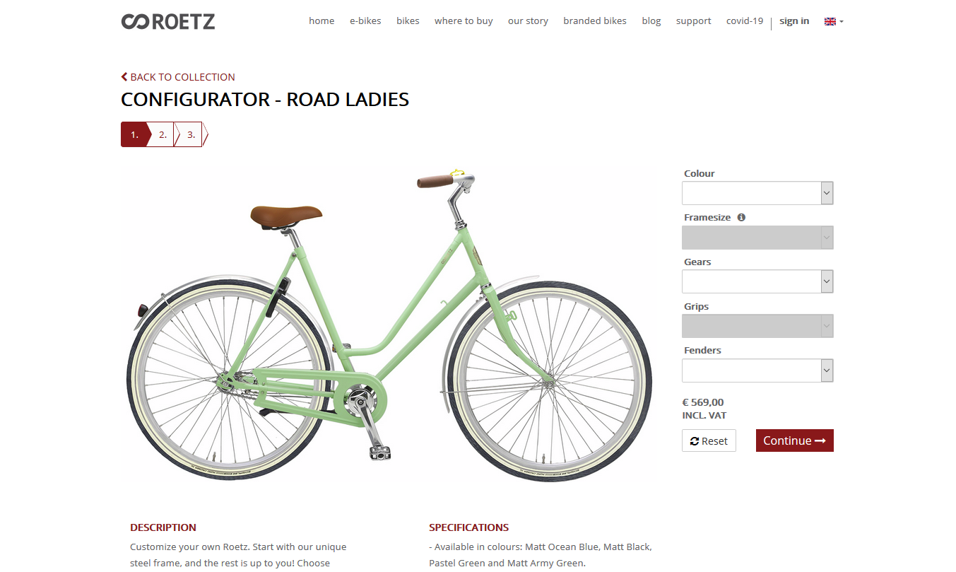 Screenshot Odoo Webshop Roetz Bikes